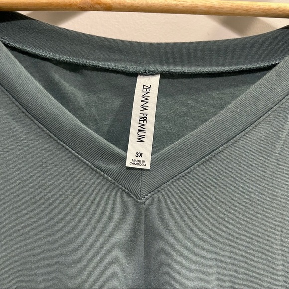 Zenana Premium Plus Size Long Sleeve Teal V Neck Tee 3X - Picture 6 of 8